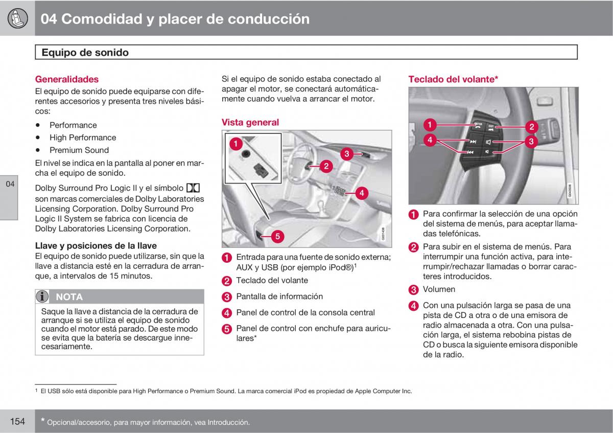 Volvo XC60 I 1 manual del propietario / page 154