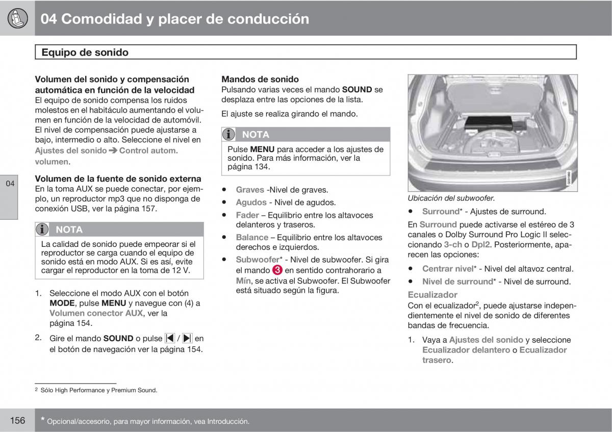 Volvo XC60 I 1 manual del propietario / page 156