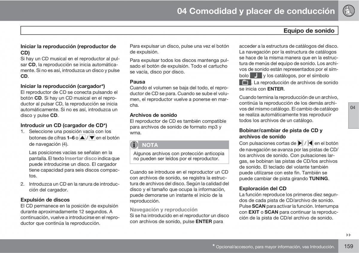 Volvo XC60 I 1 manual del propietario / page 159