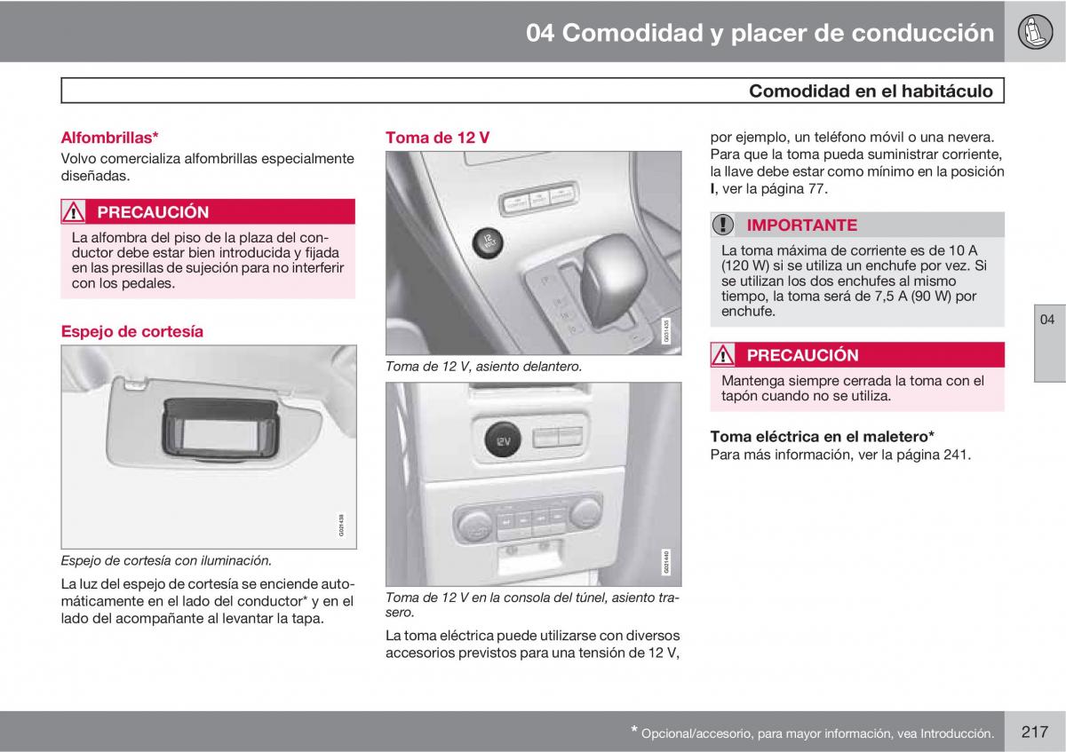 Volvo XC60 I 1 manual del propietario / page 217