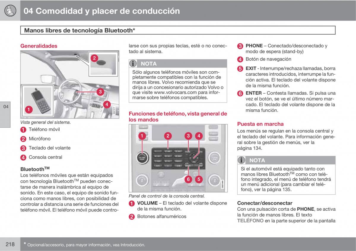 Volvo XC60 I 1 manual del propietario / page 218