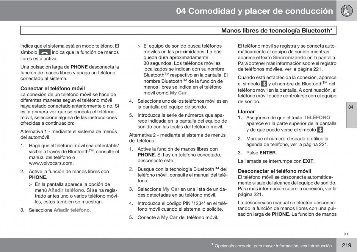 Volvo XC60 I 1 manual del propietario / page 219