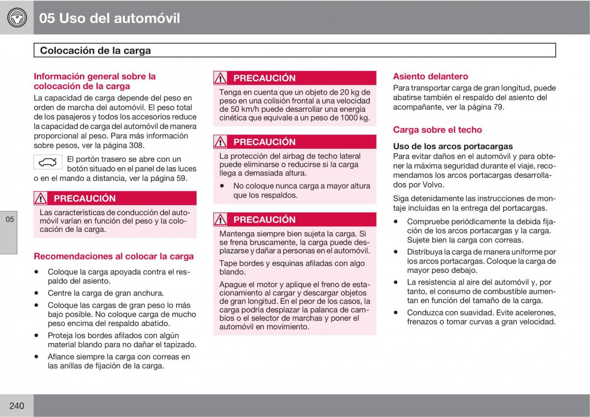 Volvo XC60 I 1 manual del propietario / page 240