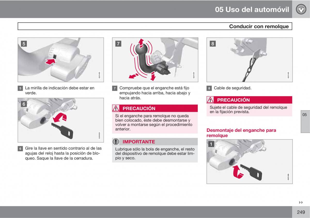 Volvo XC60 I 1 manual del propietario / page 249