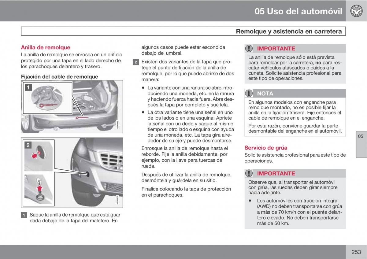 Volvo XC60 I 1 manual del propietario / page 253