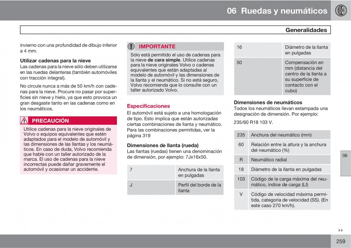 Volvo XC60 I 1 manual del propietario / page 259