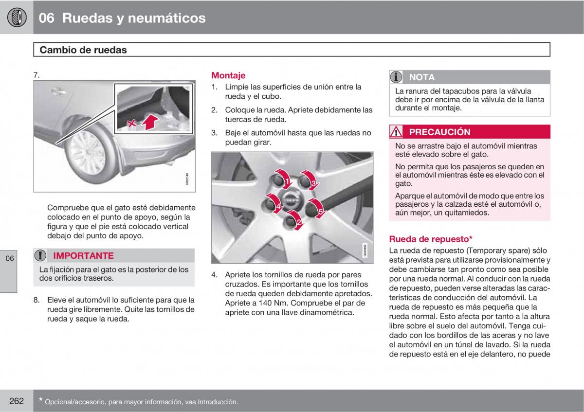 Volvo XC60 I 1 manual del propietario / page 262