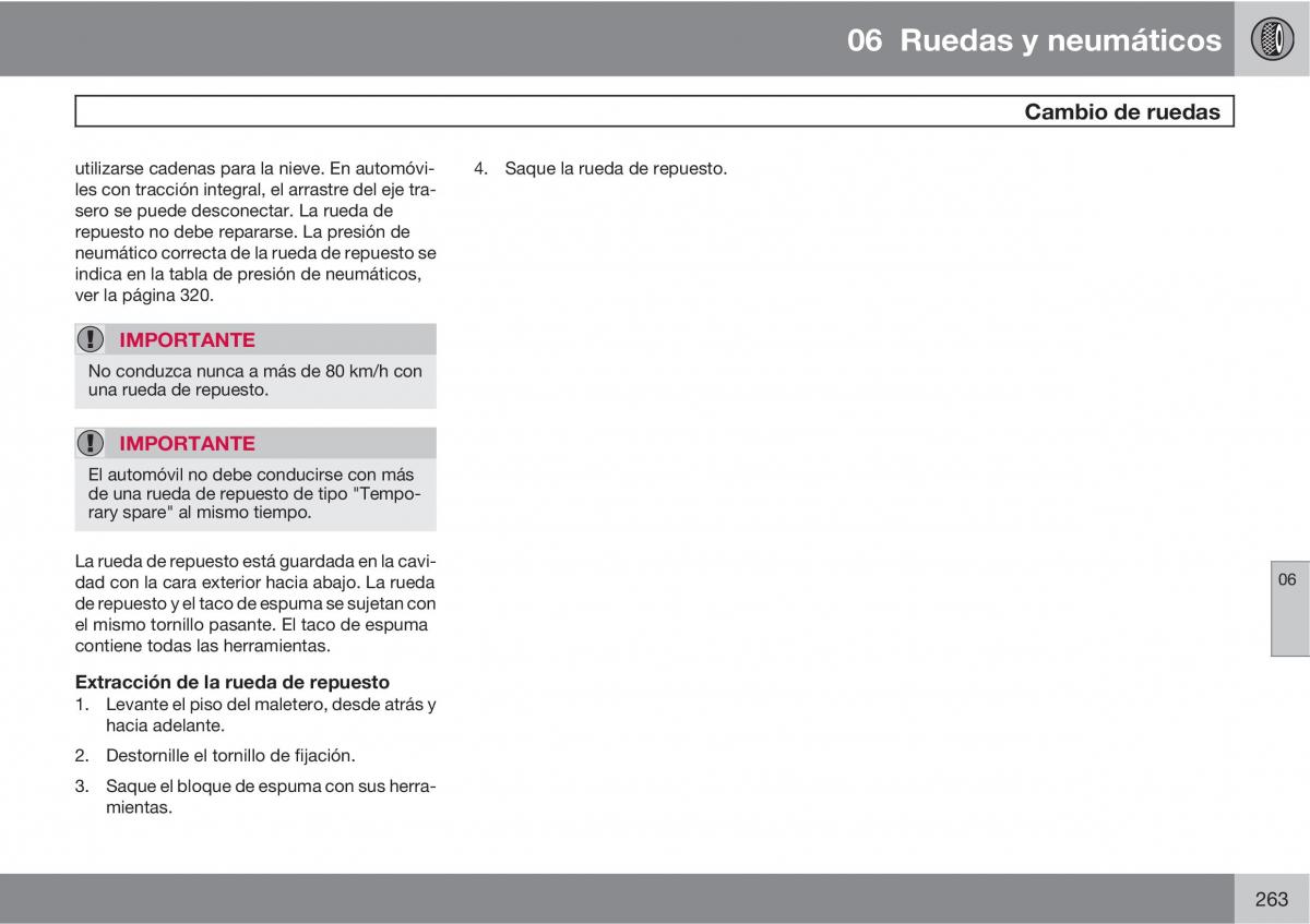 Volvo XC60 I 1 manual del propietario / page 263