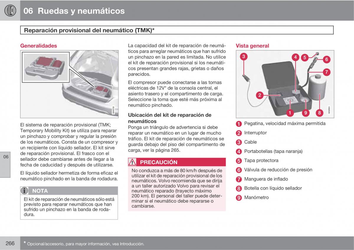 Volvo XC60 I 1 manual del propietario / page 266