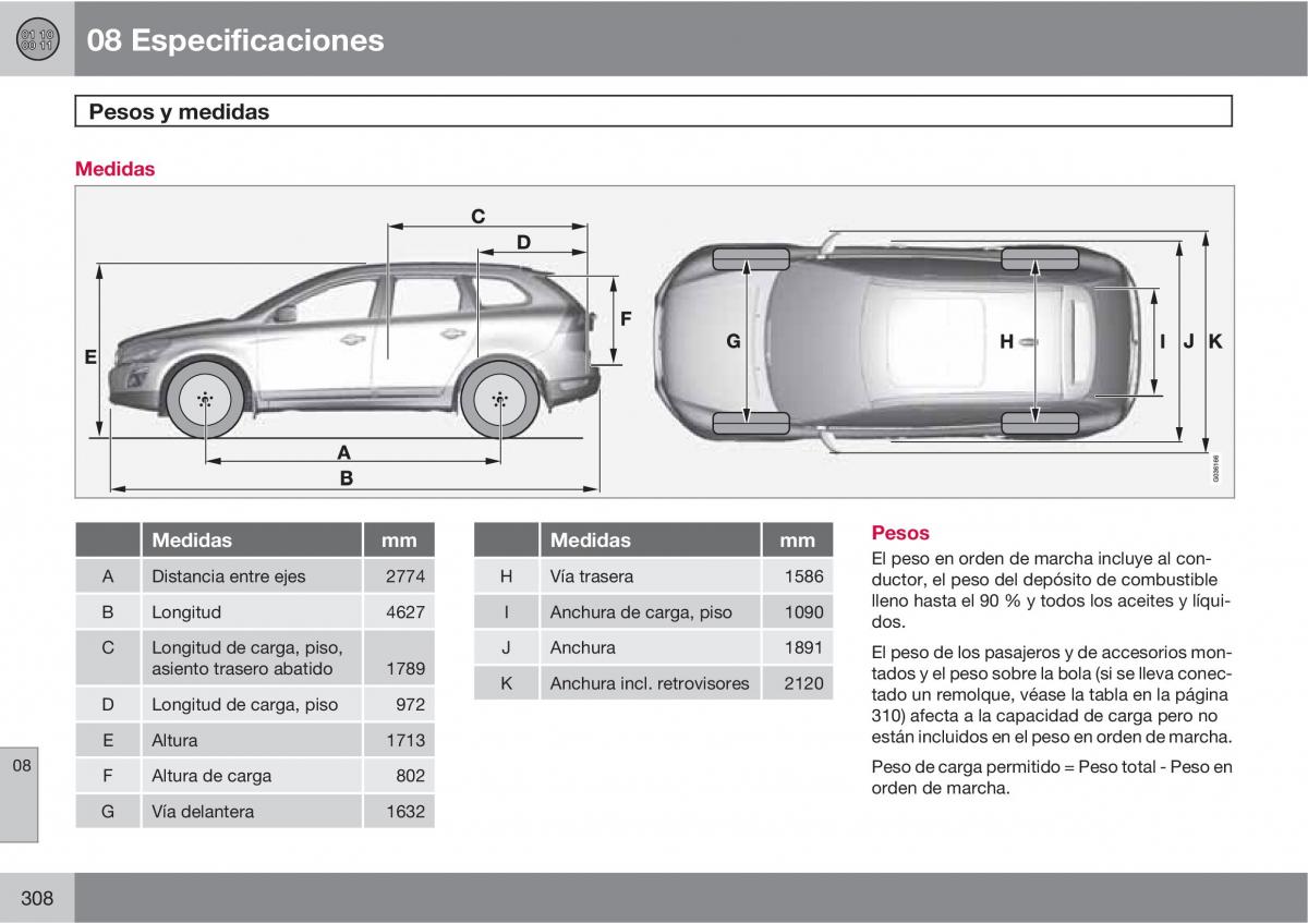 Volvo XC60 I 1 manual del propietario / page 308