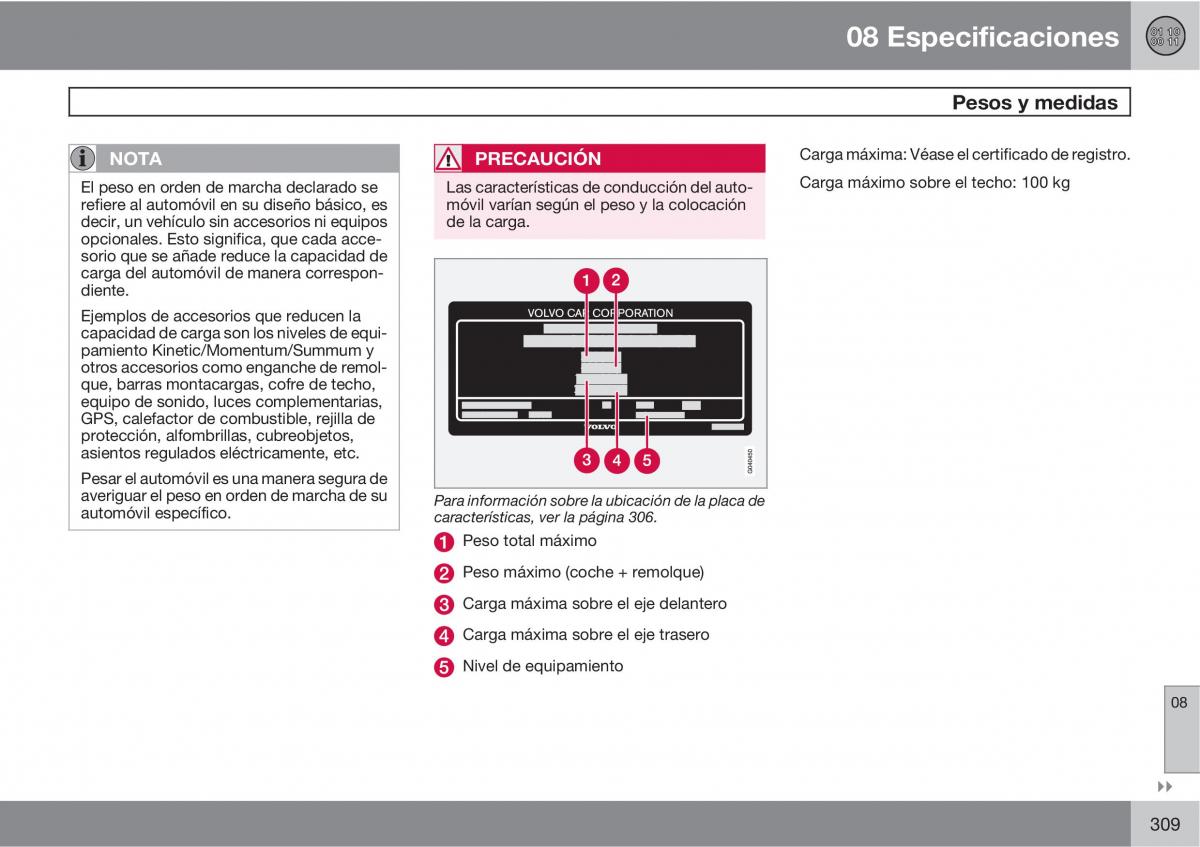 Volvo XC60 I 1 manual del propietario / page 309