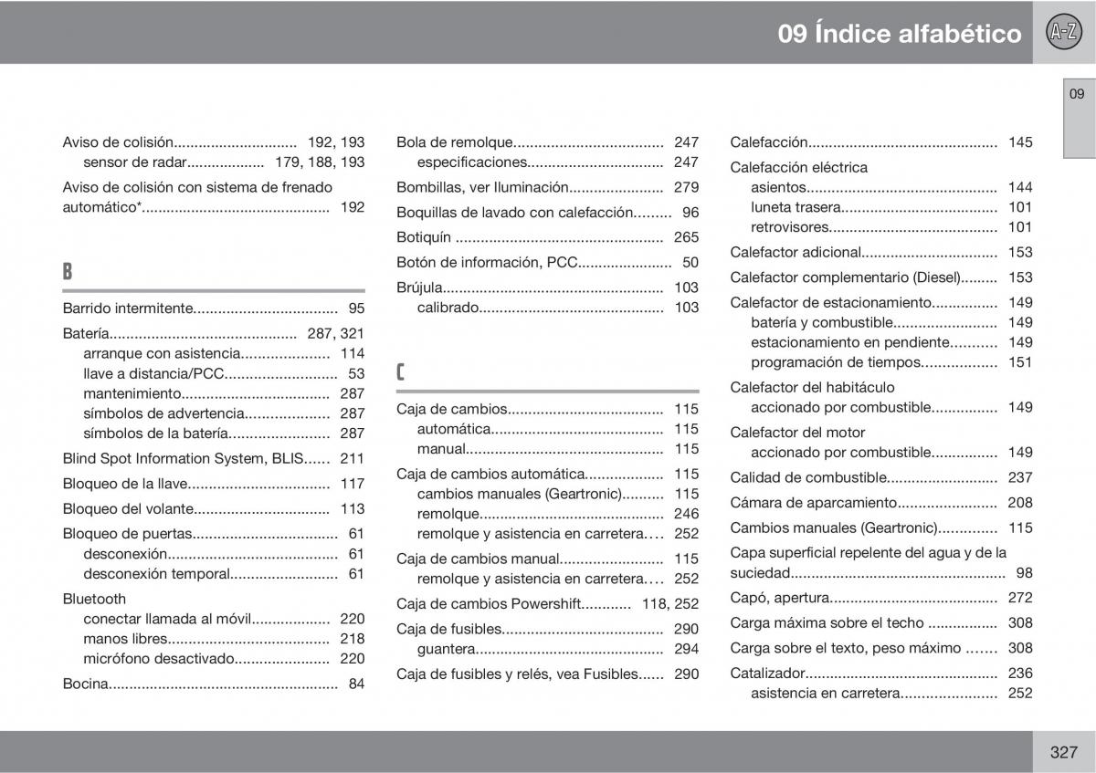 Volvo XC60 I 1 manual del propietario / page 327