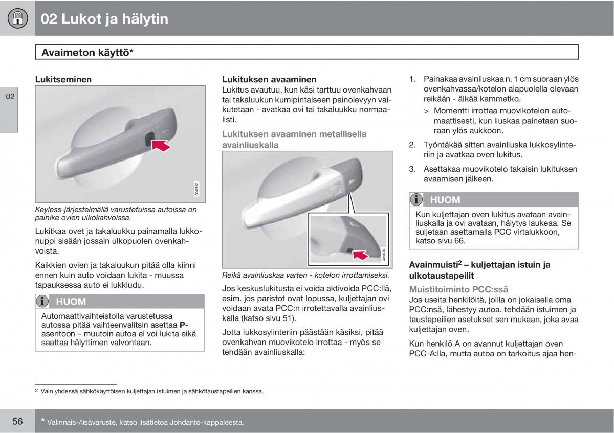 Volvo XC60 I 1 omistajan kasikirja / page 58