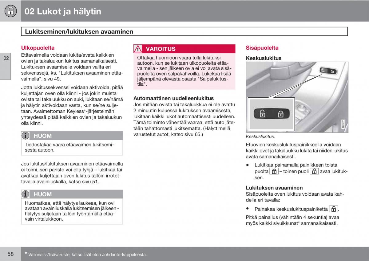 Volvo XC60 I 1 omistajan kasikirja / page 60