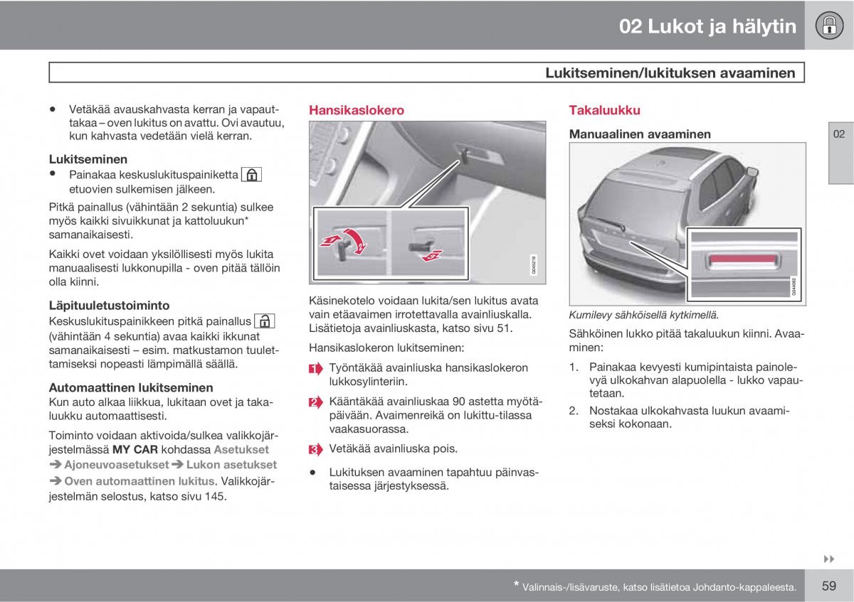 Volvo XC60 I 1 omistajan kasikirja / page 61