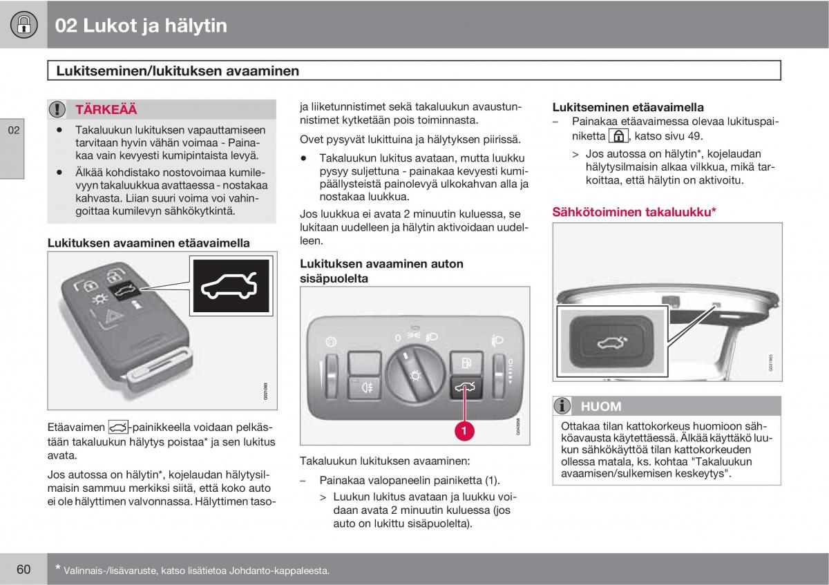 Volvo XC60 I 1 omistajan kasikirja / page 62