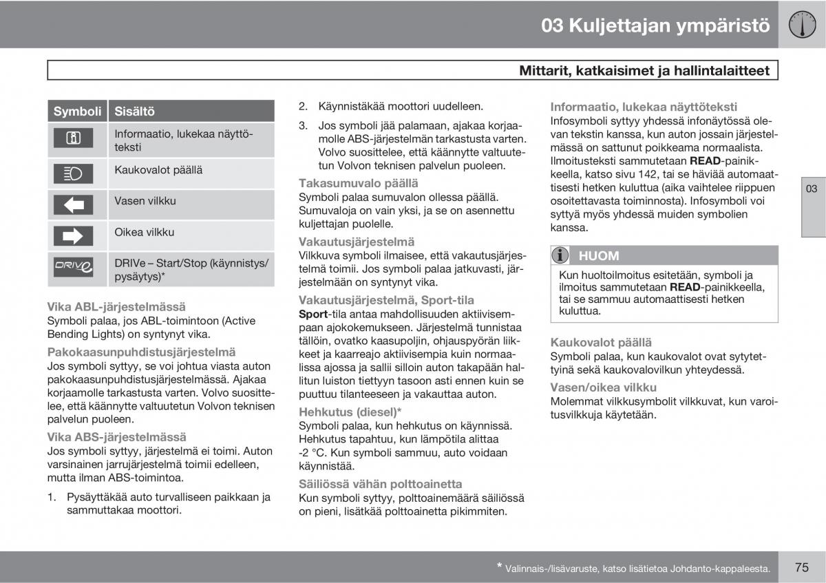 Volvo XC60 I 1 omistajan kasikirja / page 77