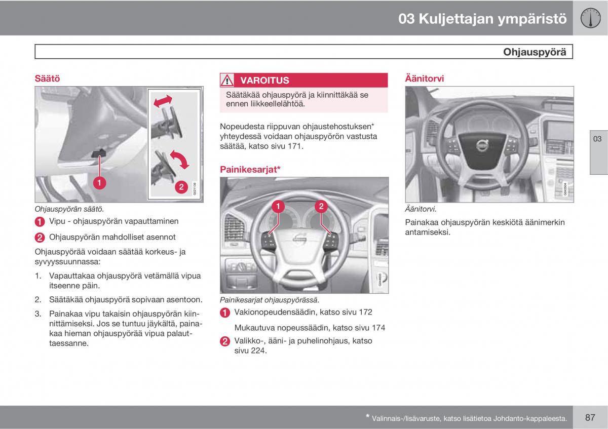 Volvo XC60 I 1 omistajan kasikirja / page 89