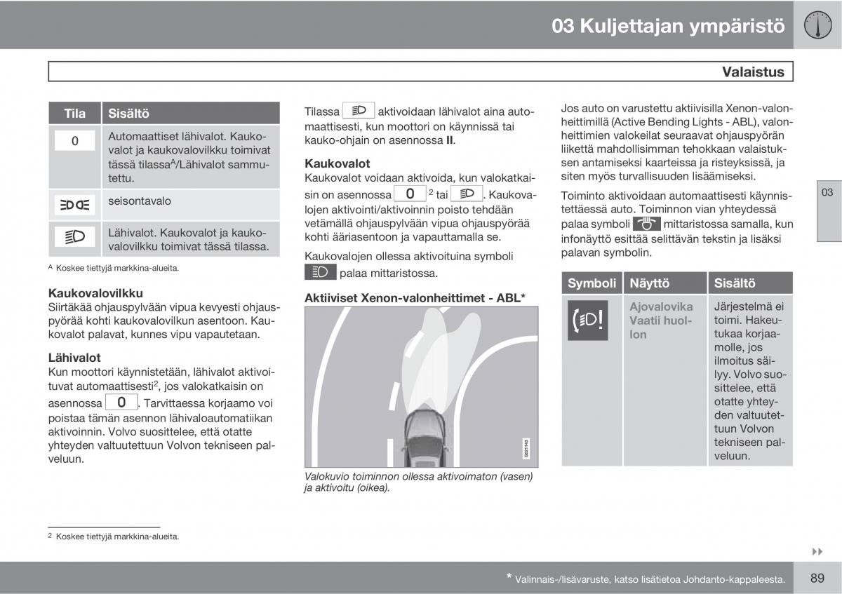 Volvo XC60 I 1 omistajan kasikirja / page 91