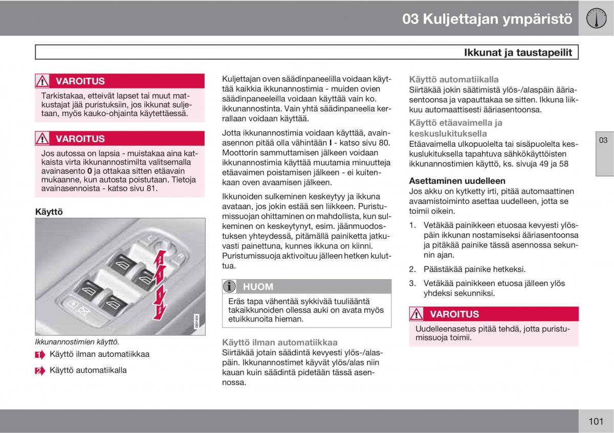 Volvo XC60 I 1 omistajan kasikirja / page 103