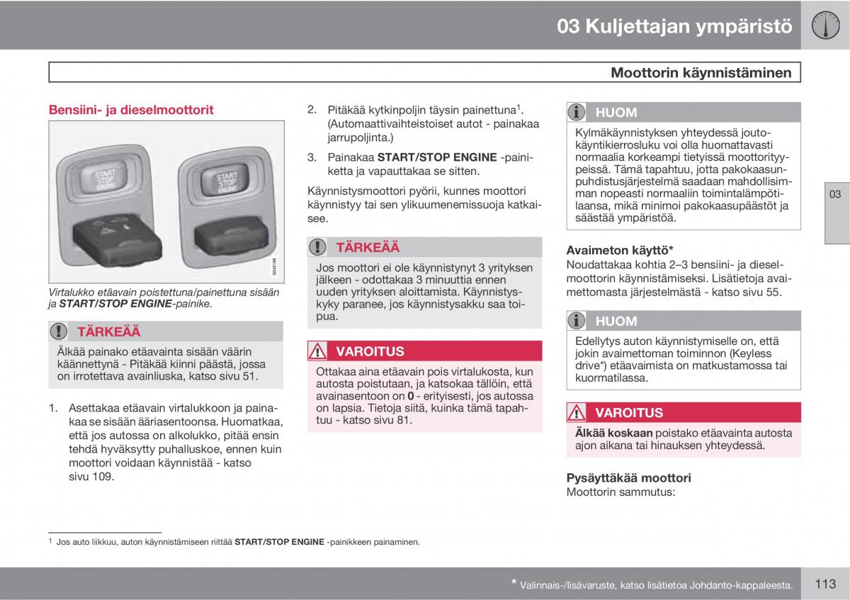 Volvo XC60 I 1 omistajan kasikirja / page 115