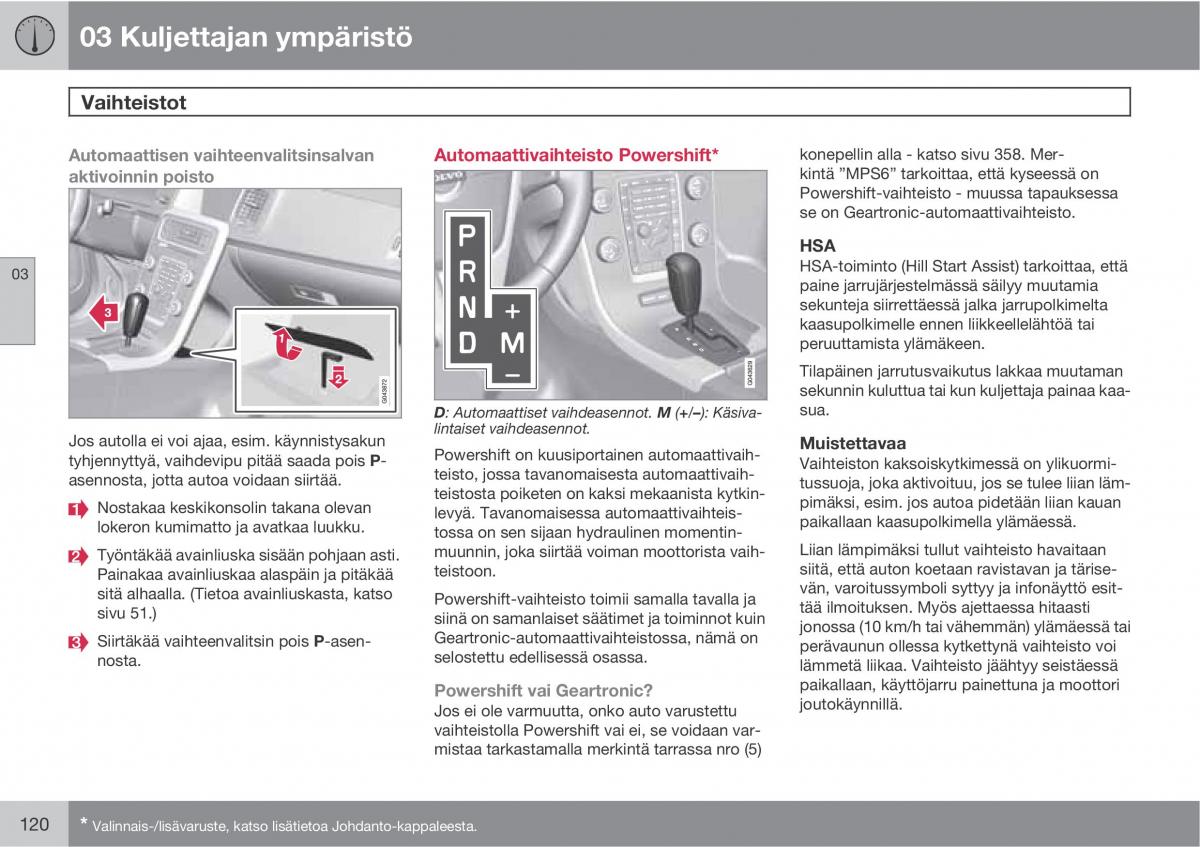 Volvo XC60 I 1 omistajan kasikirja / page 122