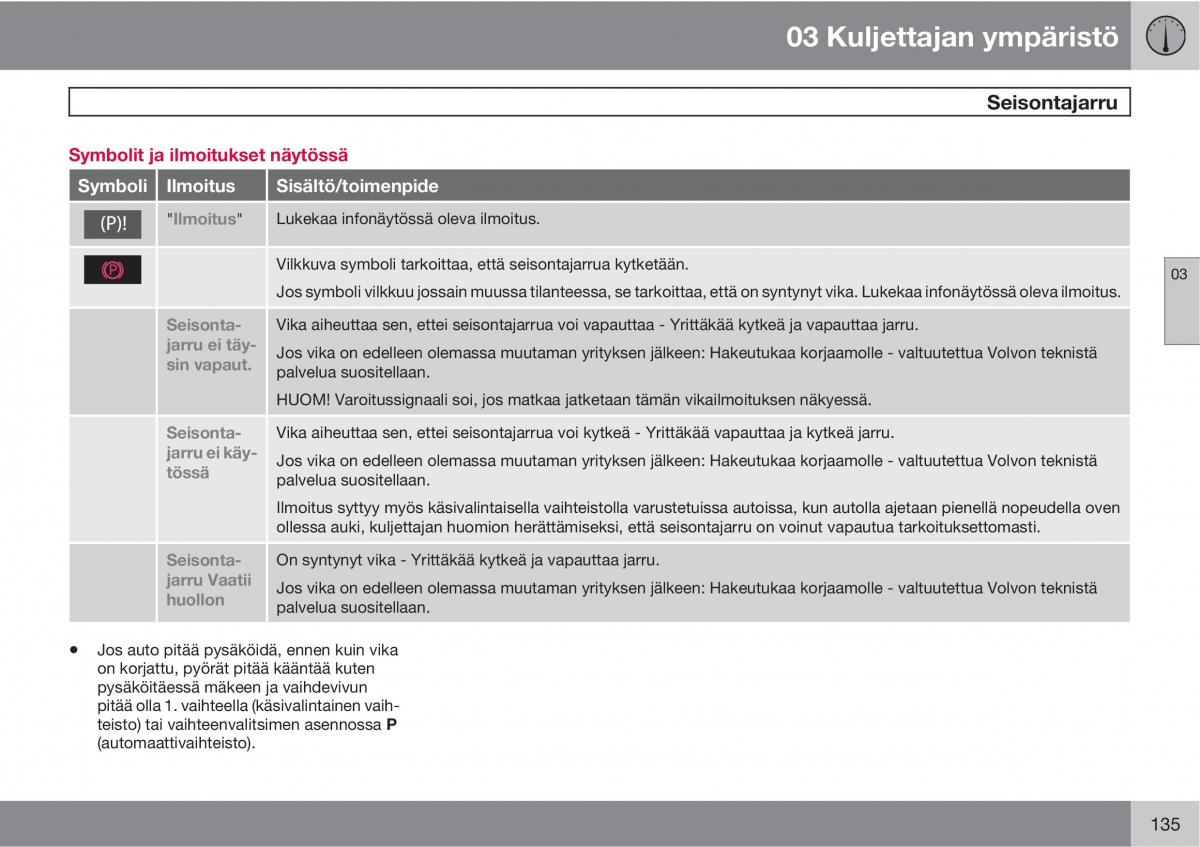 Volvo XC60 I 1 omistajan kasikirja / page 137