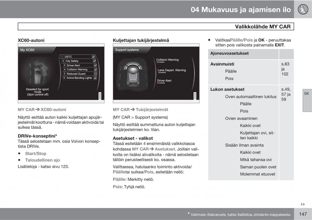 Volvo XC60 I 1 omistajan kasikirja / page 149