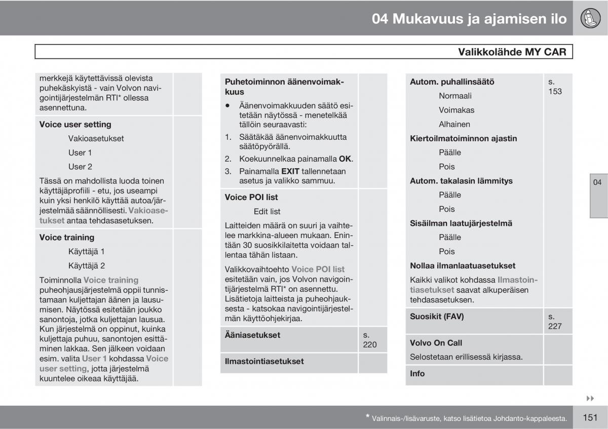 Volvo XC60 I 1 omistajan kasikirja / page 153