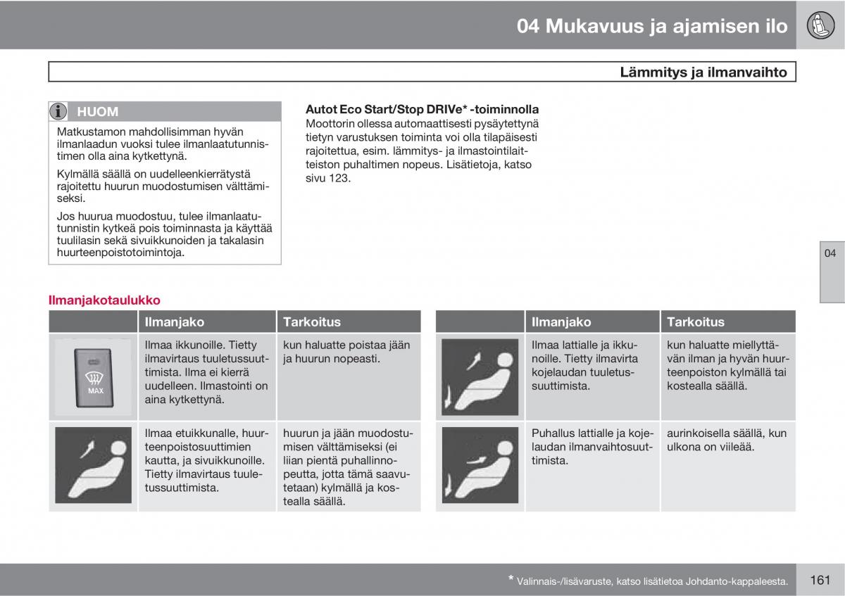 Volvo XC60 I 1 omistajan kasikirja / page 163