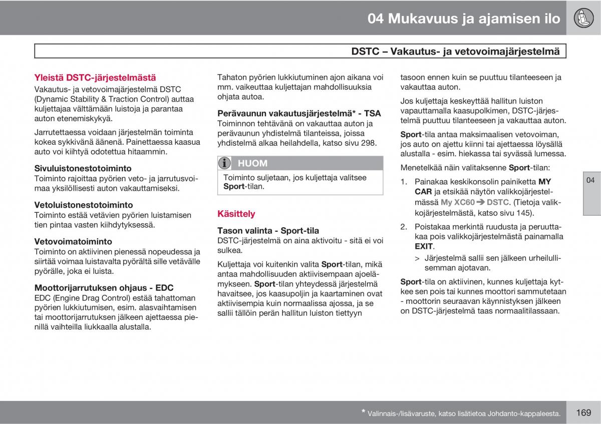 Volvo XC60 I 1 omistajan kasikirja / page 171