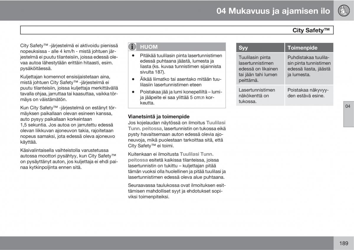 Volvo XC60 I 1 omistajan kasikirja / page 191