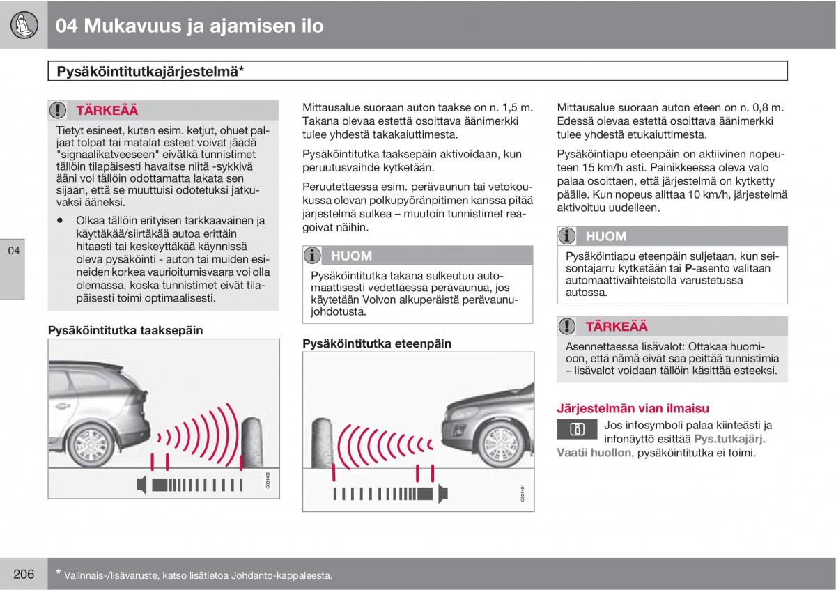 Volvo XC60 I 1 omistajan kasikirja / page 208