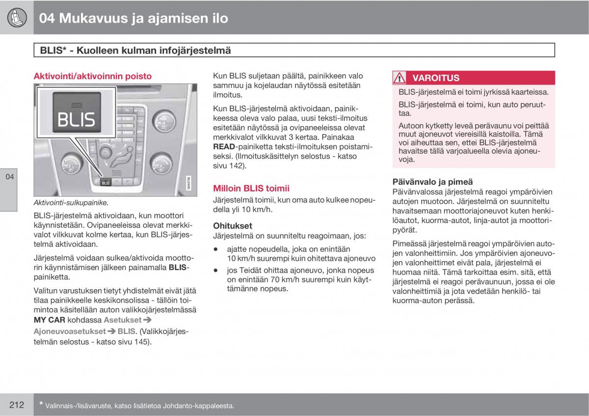 Volvo XC60 I 1 omistajan kasikirja / page 214