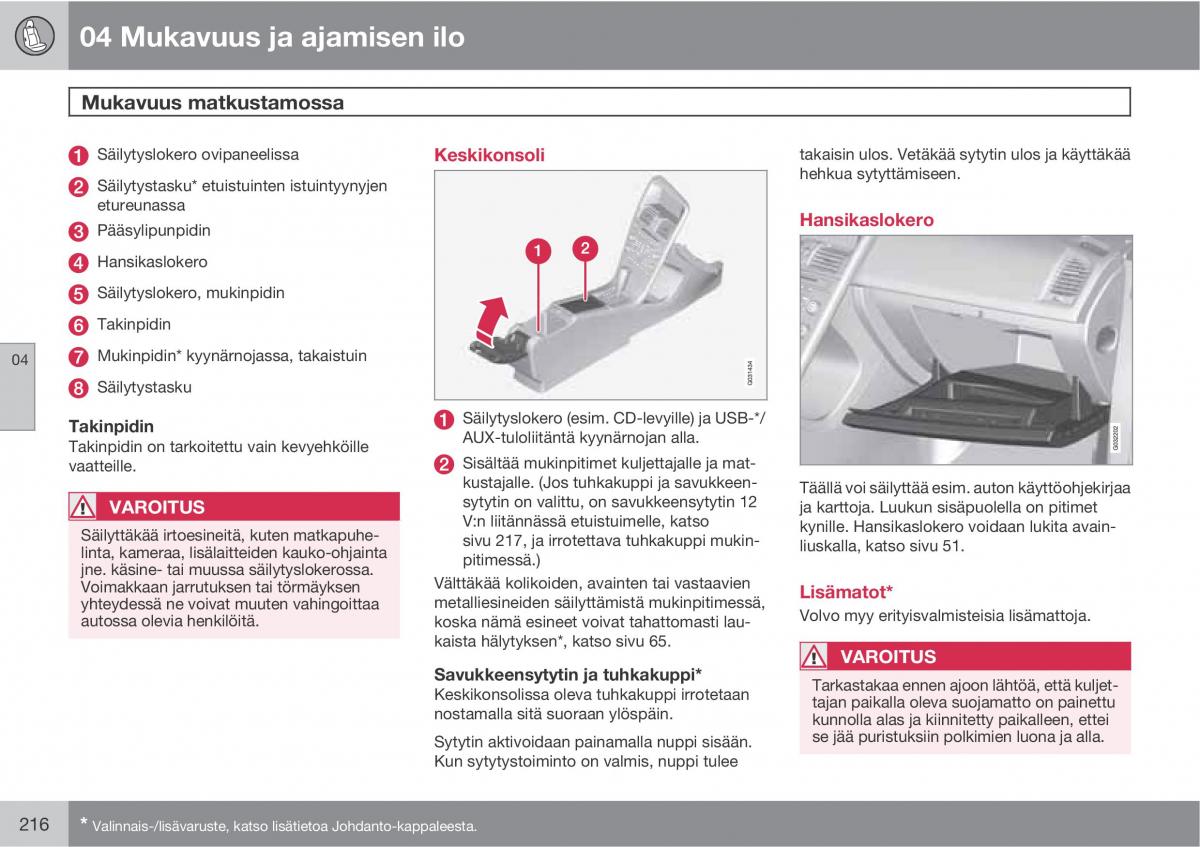 Volvo XC60 I 1 omistajan kasikirja / page 218