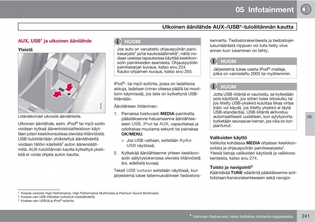 Volvo XC60 I 1 omistajan kasikirja / page 243