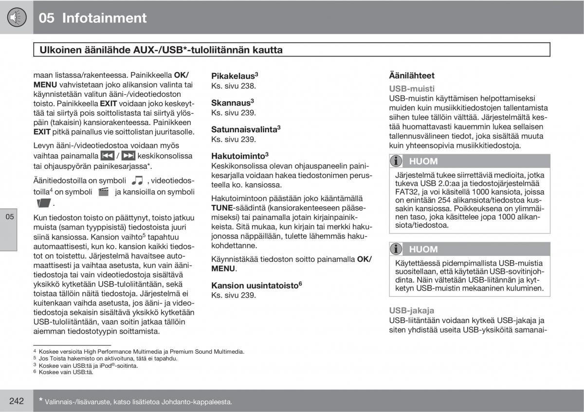 Volvo XC60 I 1 omistajan kasikirja / page 244