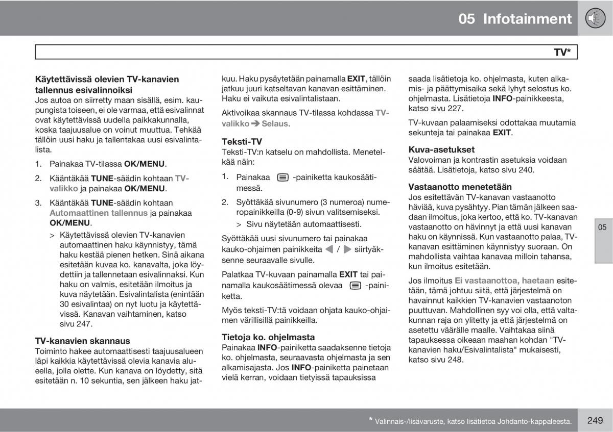 Volvo XC60 I 1 omistajan kasikirja / page 251