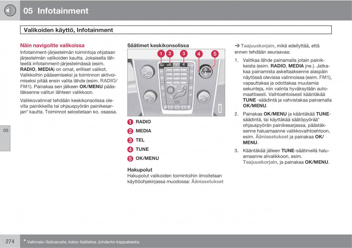 Volvo XC60 I 1 omistajan kasikirja / page 276