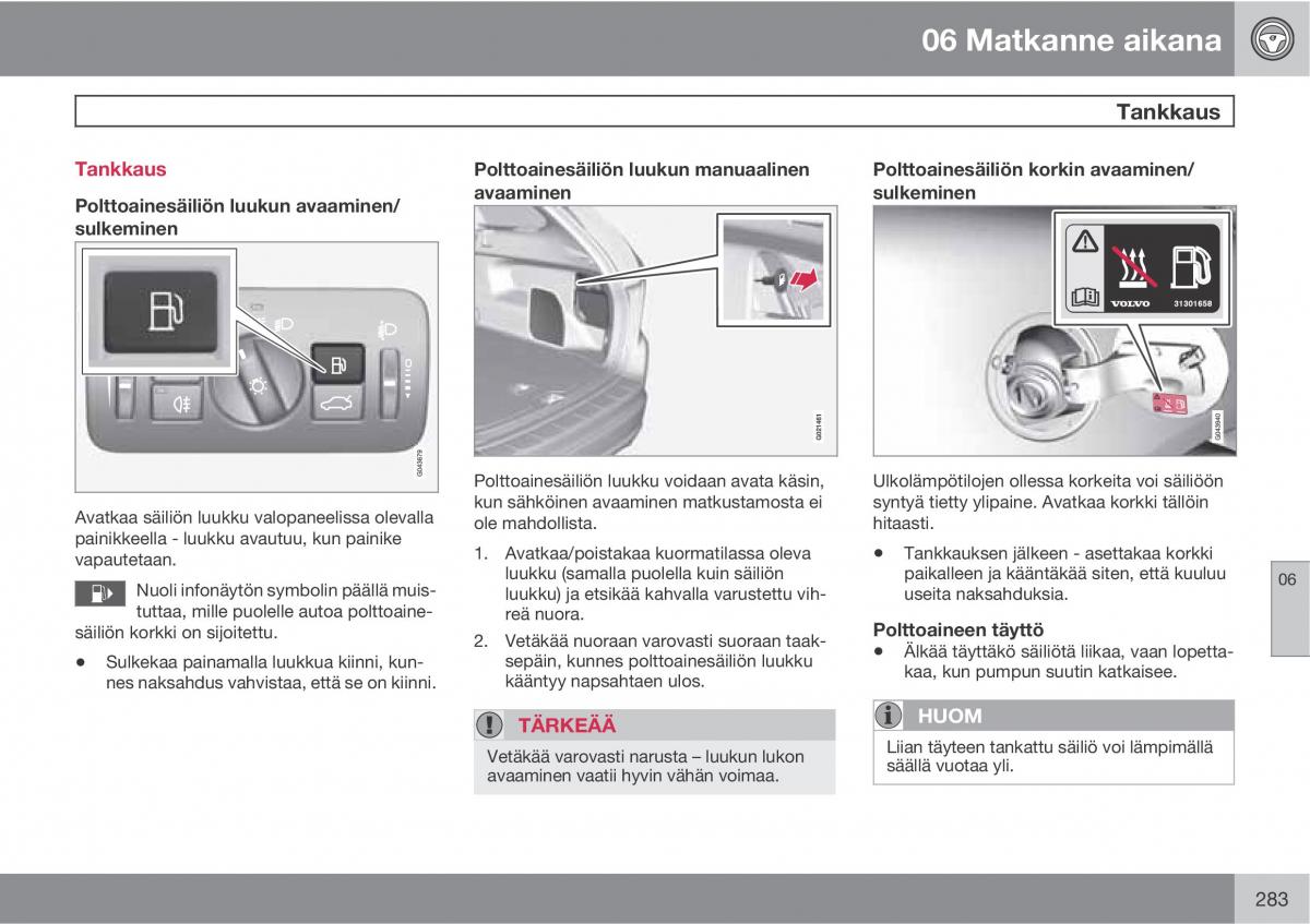 Volvo XC60 I 1 omistajan kasikirja / page 285