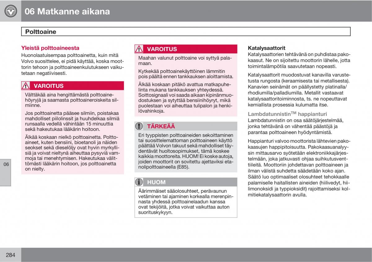 Volvo XC60 I 1 omistajan kasikirja / page 286