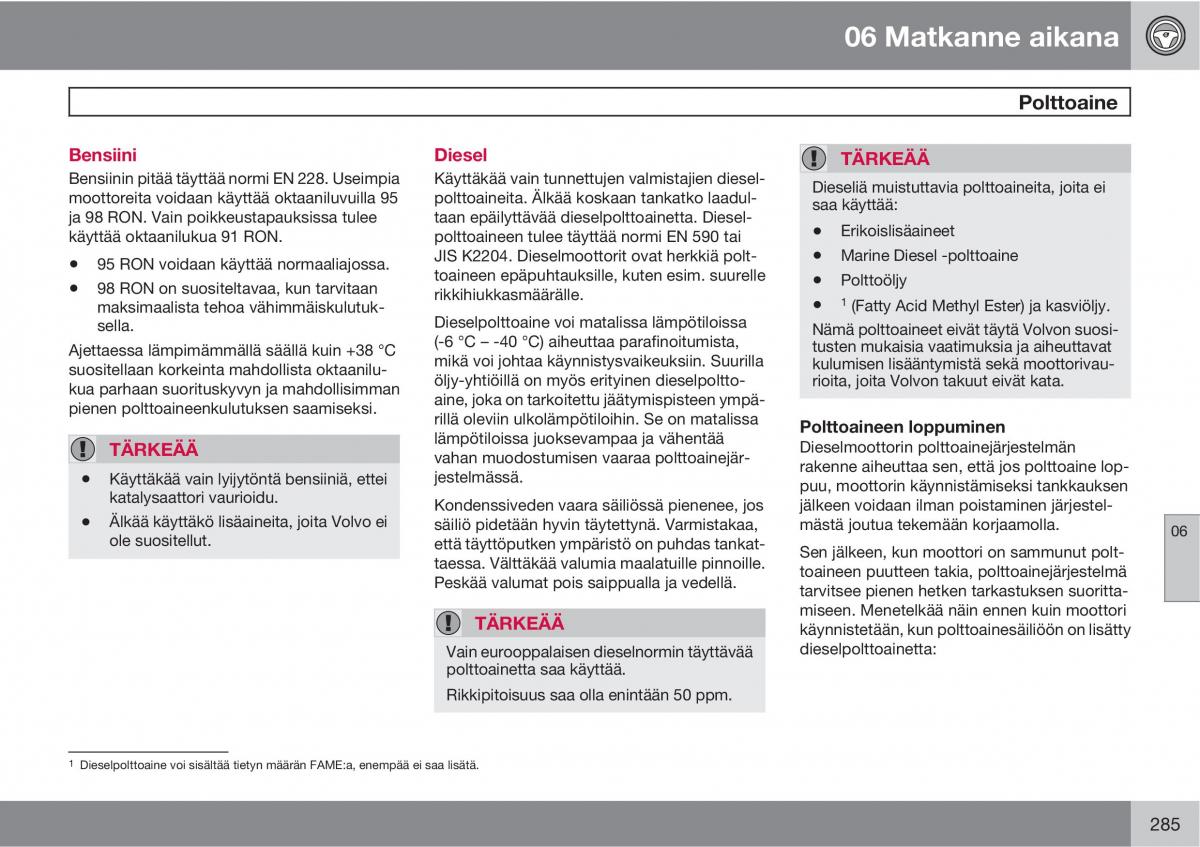 Volvo XC60 I 1 omistajan kasikirja / page 287