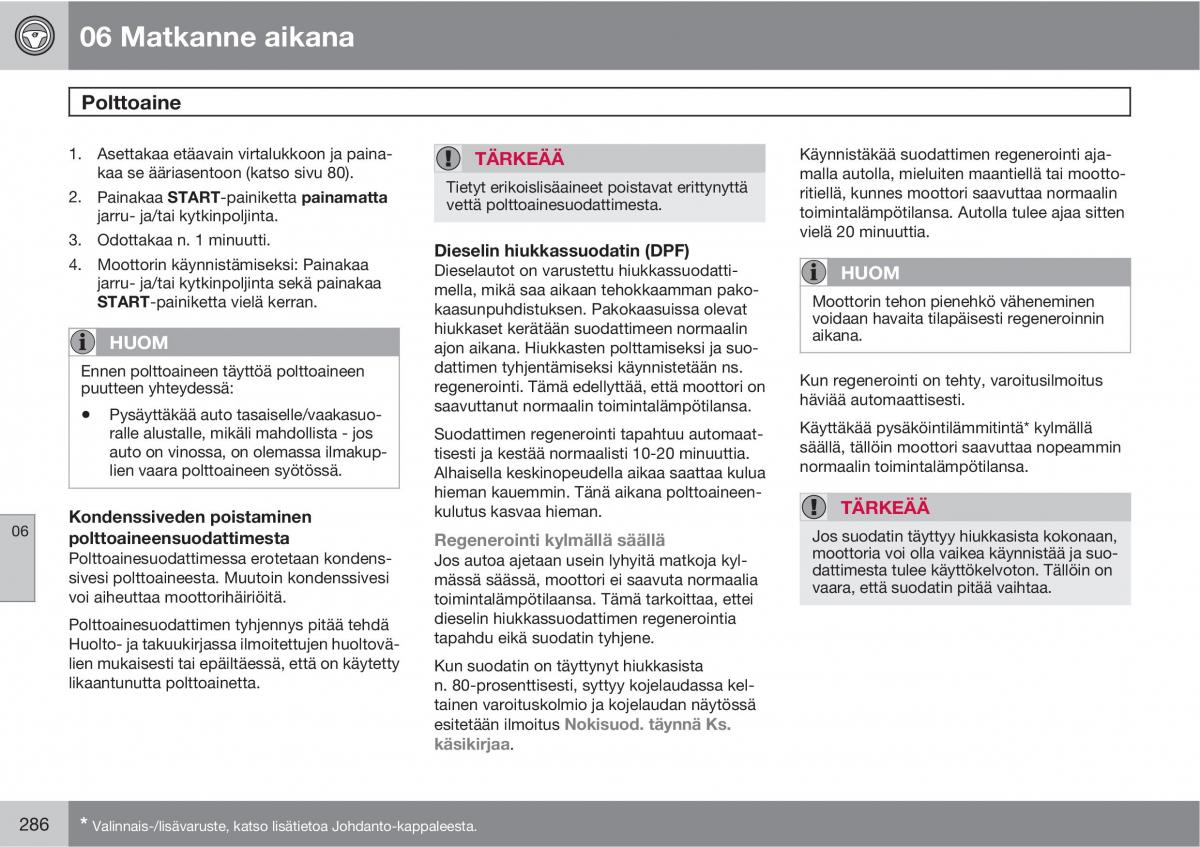 Volvo XC60 I 1 omistajan kasikirja / page 288