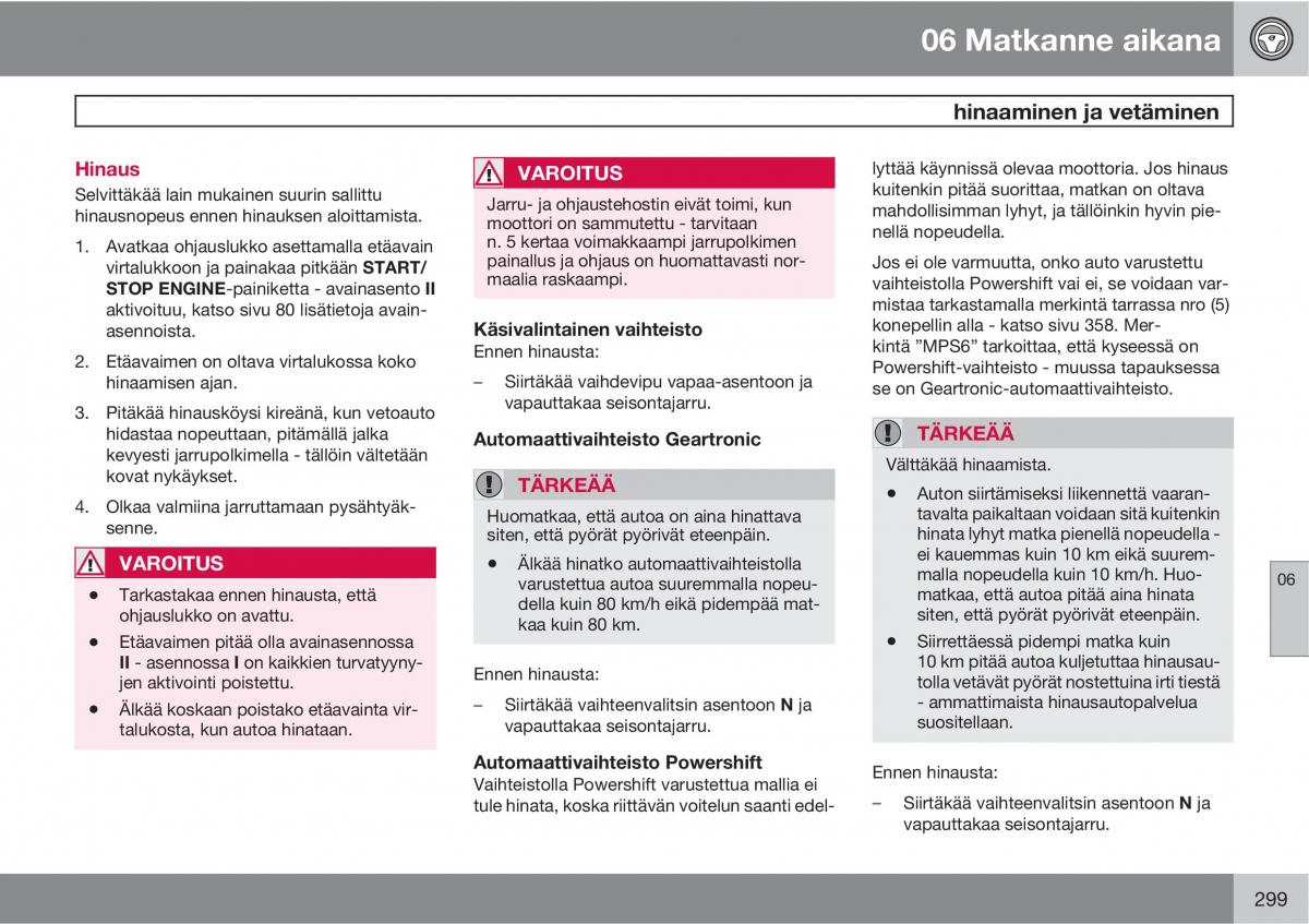 Volvo XC60 I 1 omistajan kasikirja / page 301