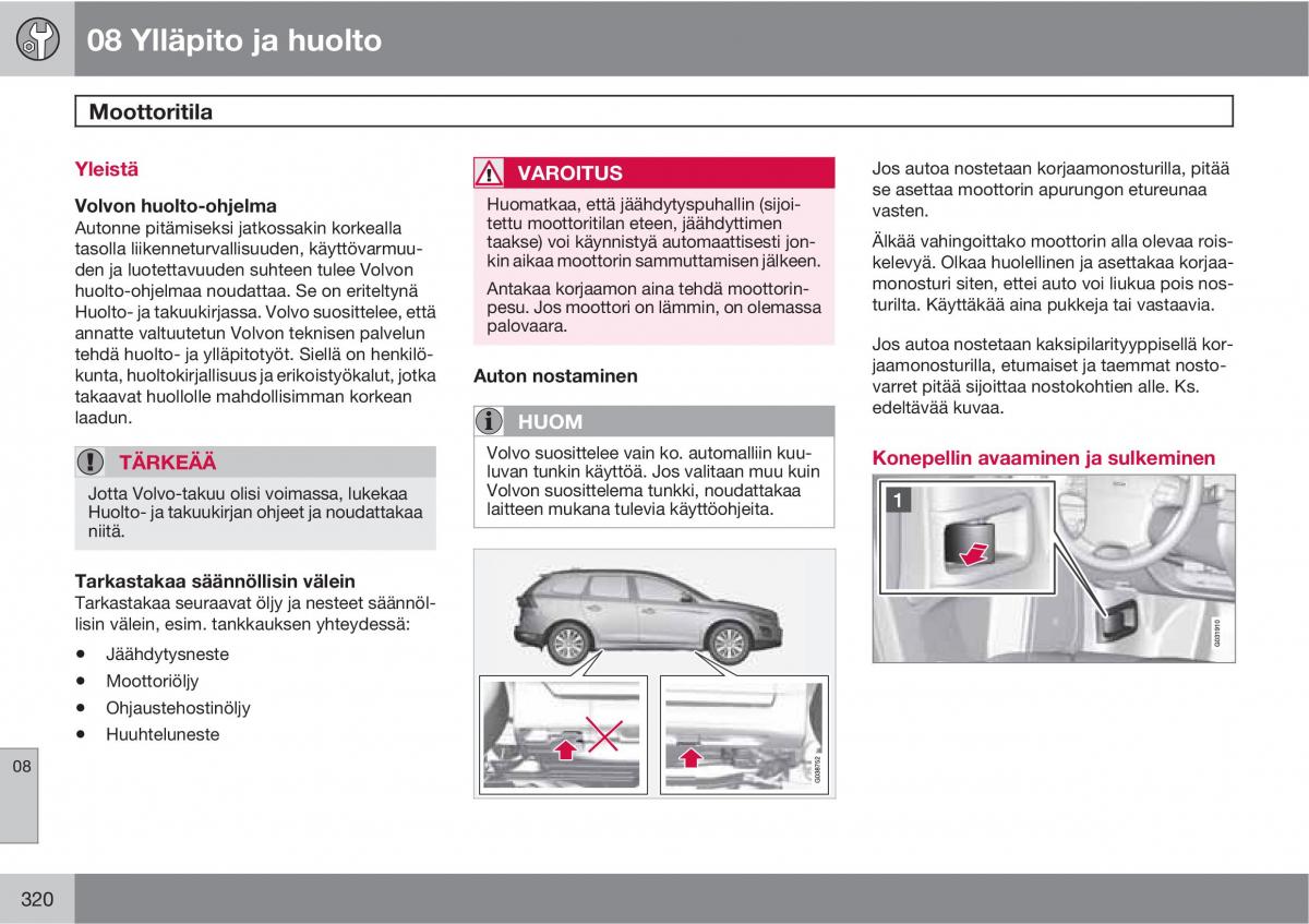 Volvo XC60 I 1 omistajan kasikirja / page 322