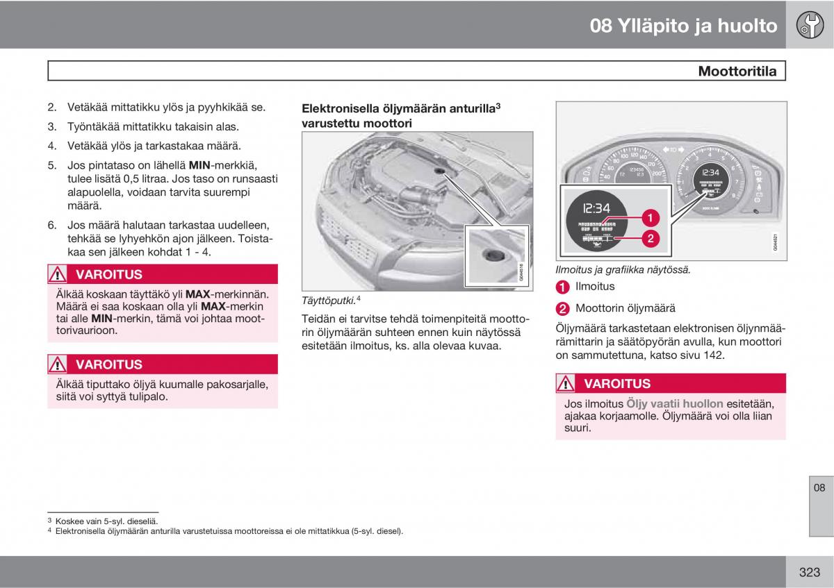 Volvo XC60 I 1 omistajan kasikirja / page 325