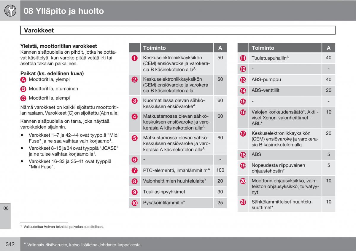 Volvo XC60 I 1 omistajan kasikirja / page 344