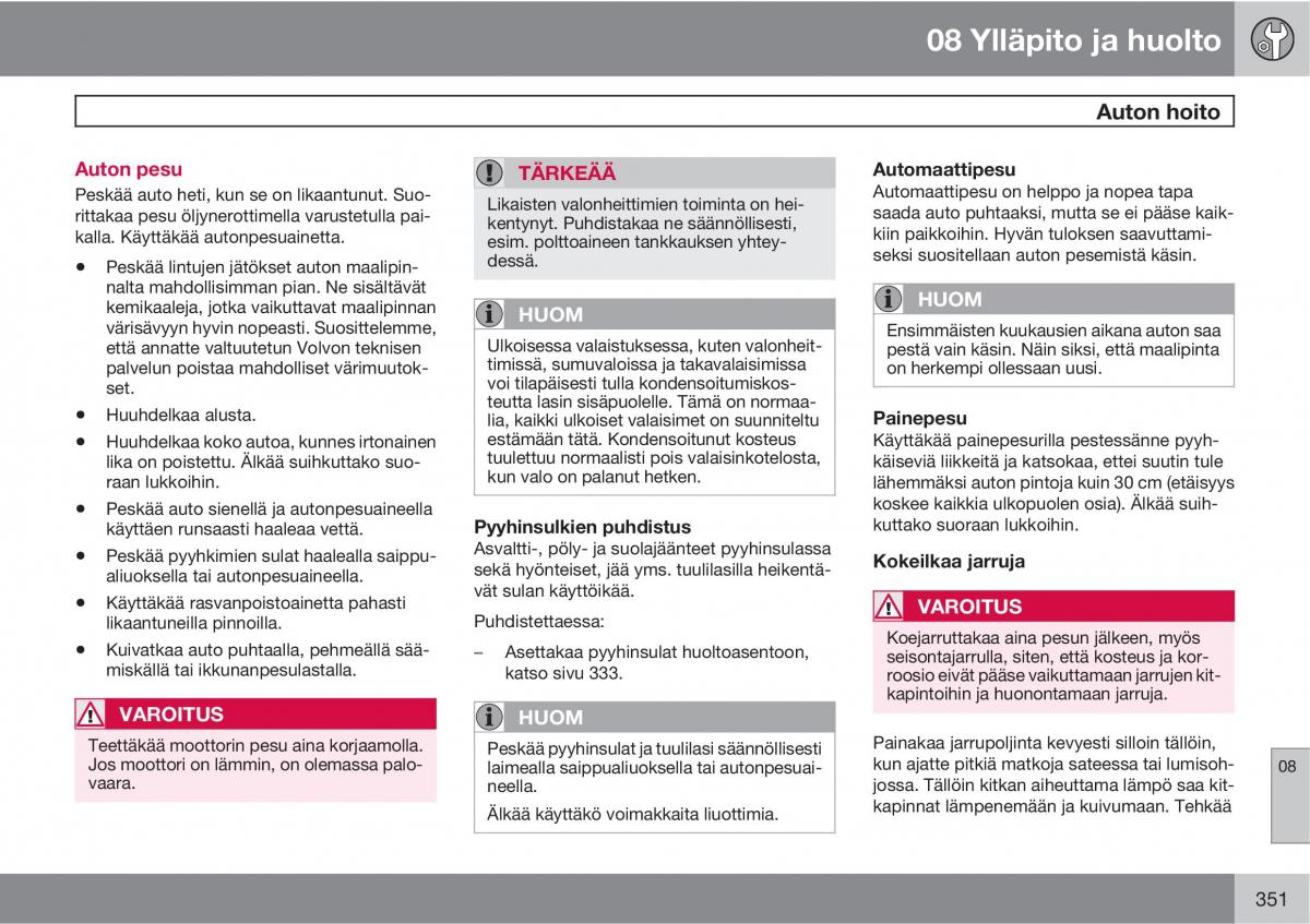 Volvo XC60 I 1 omistajan kasikirja / page 353