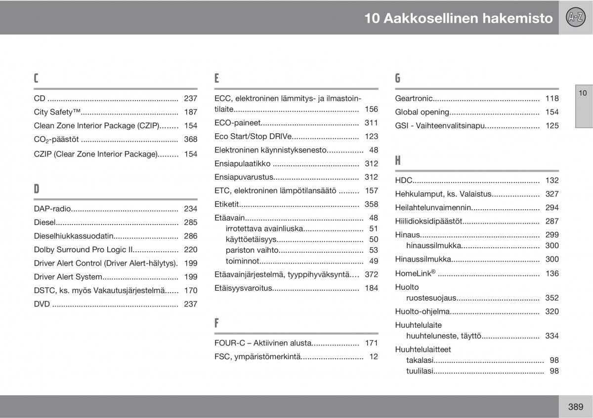 Volvo XC60 I 1 omistajan kasikirja / page 391