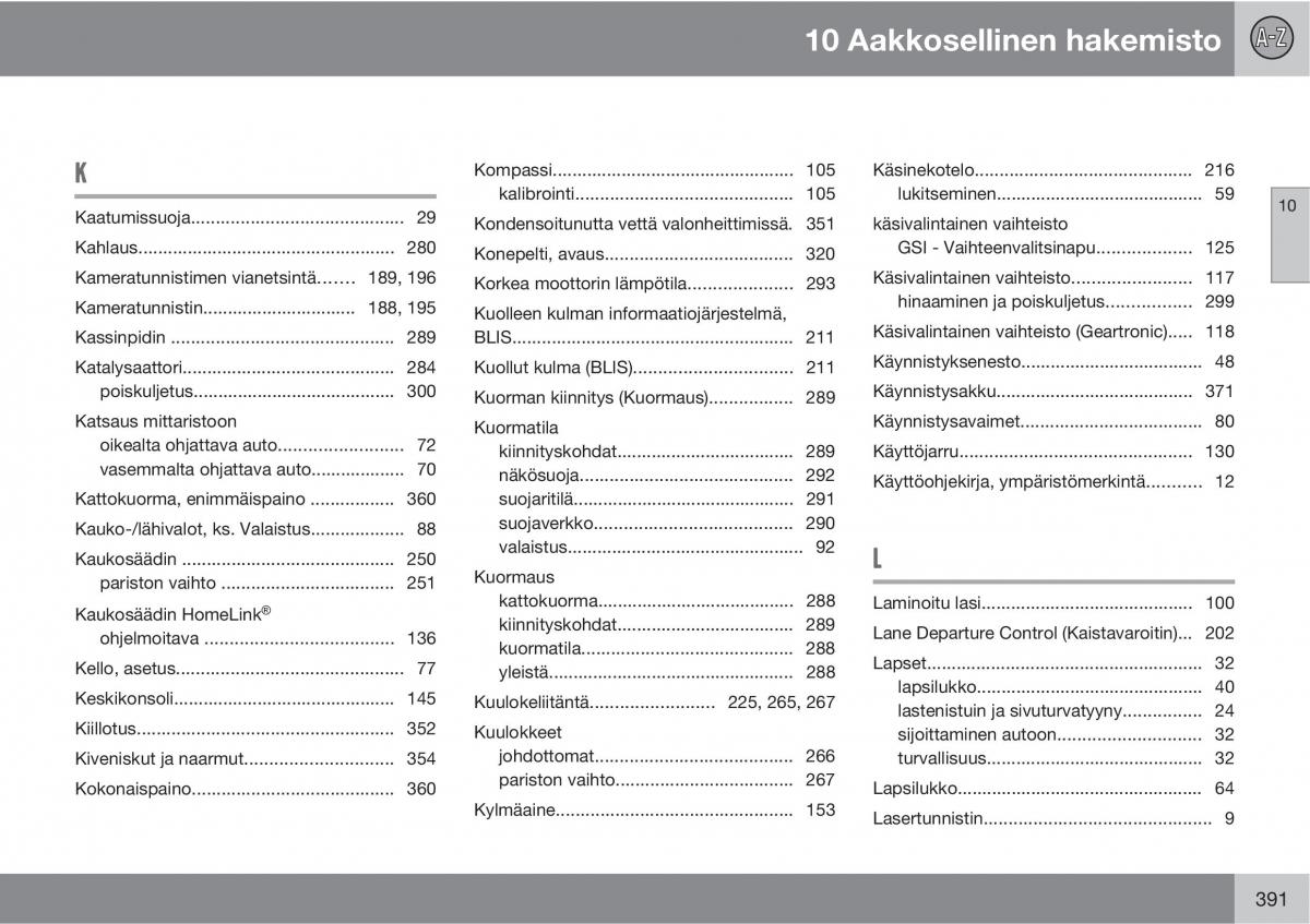 Volvo XC60 I 1 omistajan kasikirja / page 393